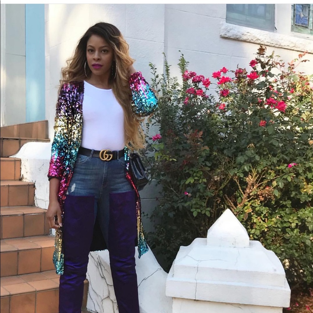 Sequin covered coat
